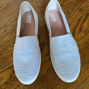 Keds Slip-on Shoes: light gray with thin white stripes